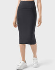 Dark Slate Gray Slit Wrap Active Skirt Sentient Beauty Fashions Apparel & Accessories