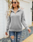 Quarter-Zip Collared Neck Sweater