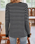 Lovelet Striped Round Neck Long Sleeve T-Shirt