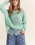 J.NNA Lace Detail Long Sleeve Knit Top