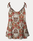 FAM-FAM Skull Scoop Neck Tie Shoulder Cami