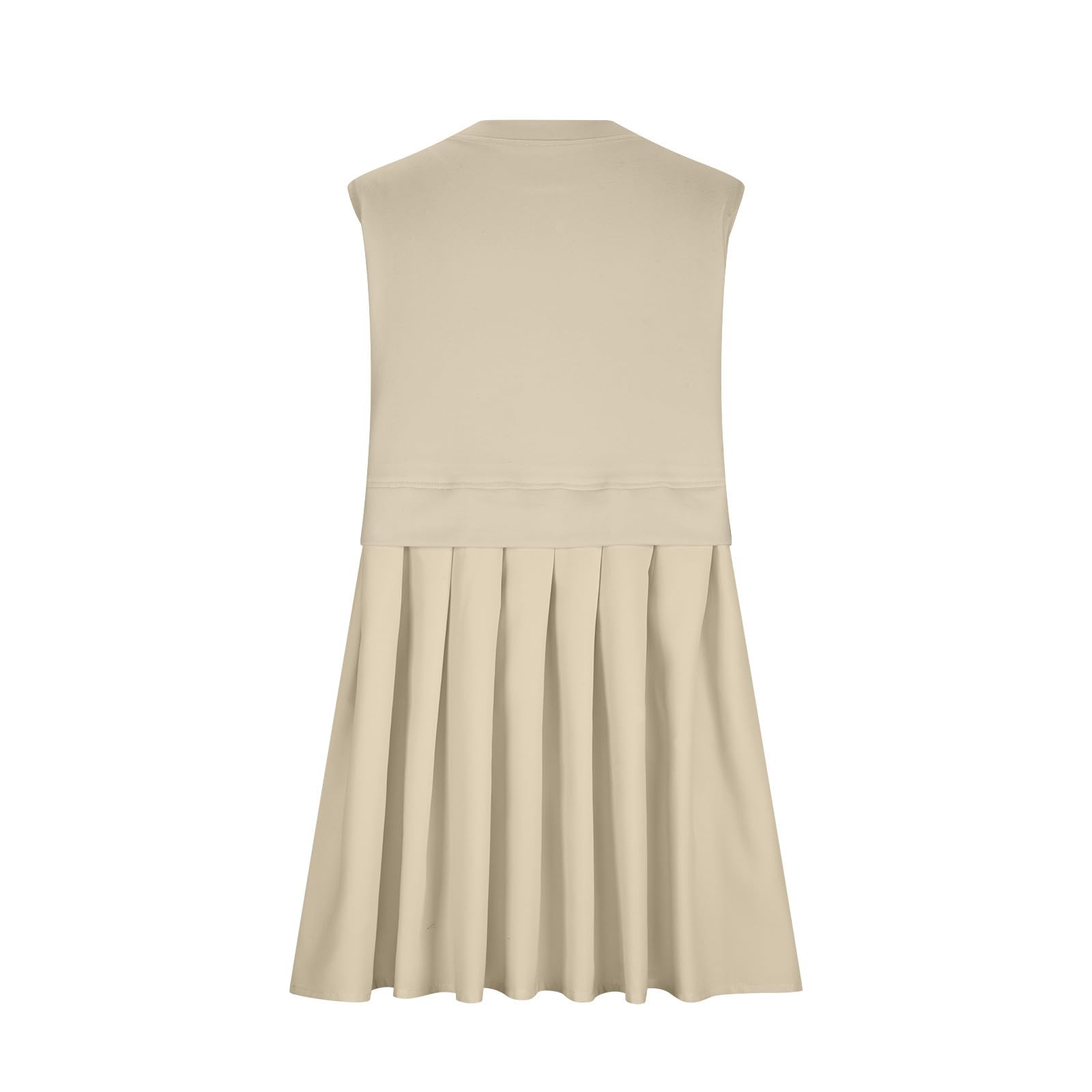 Gray Pleated Round Neck Sleeveless Mini Dress