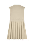 Gray Pleated Round Neck Sleeveless Mini Dress