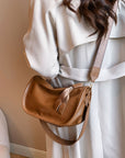 Rosy Brown PU Leather Double Strap Shoulder Bag Sentient Beauty Fashions bags