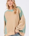 SAGE + FIG Color Block Round Neck Sweatshirt