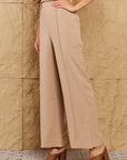 Rosy Brown HYFVE Pretty Pleased High Waist Pintuck Straight Leg Pants in Camel