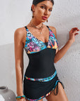 Printed Drawstring Two-Piece Swimsuit