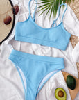 Light Gray Scoop Neck Spaghetti Strap Two-Piece Swim Set