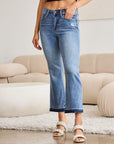 Gray Judy Blue Full Size Release Hem Cropped Bootcut Jeans Sentient Beauty Fashions Apparel & Accessories