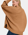 Dark Salmon Zenana Side Sit Oversize Sweater