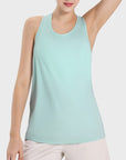 Light Gray Round Neck Wide Strap Active Tank Sentient Beauty Fashions Apaparel & Accessories