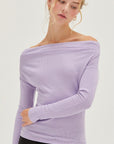 HYFVE Off Shoulder Ribbed Knit Top