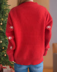 Reindeer Round Neck Dropped Shoulder Sweater