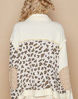 POL Leopard Exposed Seam Button Up Quilted Jacket