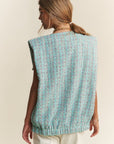 J.NNA Frayed Tweed Padded Shoulder Vest