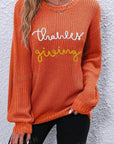 THANKSGIVING Round Neck Long Sleeve Sweater