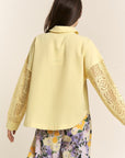 J.NNA Button Down Lace Long Sleeve Waffle Shirt