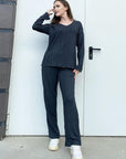 V-Neck Long Sleeve Top and Pants Set