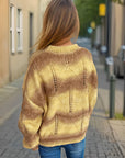 Openwork Round Neck Long Sleeve Sweater