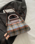 Contrast Plaid Trapezoid Shape Crossbody Bag