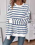 Lovelet Striped Round Neck Long Sleeve Sweatshirt