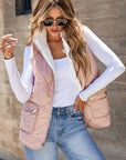 Fuzzy Zip Up Vest Coat with Pockets