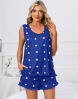 Heart Scoop Neck Tank and Shorts Lounge Set