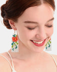 Flower Beaded Dangle Earrings