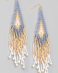 Fame Seed Beaded Fringe Drop Earrings