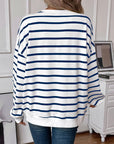 Lovelet Striped Round Neck Long Sleeve Sweatshirt