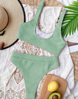 Gray Scoop Neck Wide Strap Two-Piece Swim Set Sentient Beauty Fashions Apparel & Accessories