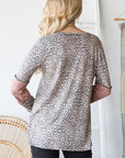 Light Gray Heimish Full Size Leopard Exposed Seam Contrast T-Shirt