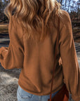 V-Neck Dropped Shoulder Long Sleeve Sweater