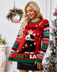 Christmas Element Round Neck Long Sleeve Sweater