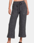 Zenana Drawstring Hacci Cropped Pants