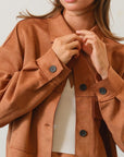 HYFVE Suede Button Down Cropped Jacket