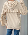 Perfee Drawstring Ruffled Long Sleeve Hoodie