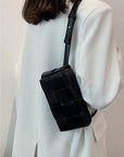 Gray Zenana Vegan Leather Woven Crossbody Bag Sentient Beauty Fashions *Accessories