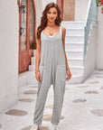 Gray Spaghetti Strap Jumpsuit with Pockets