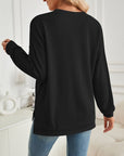 Lovelet Slit Round Neck Long Sleeve Sweatshirt