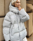 Pocketed Zip Up Hooded Puffer Jacket