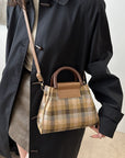 Contrast Plaid Trapezoid Shape Crossbody Bag