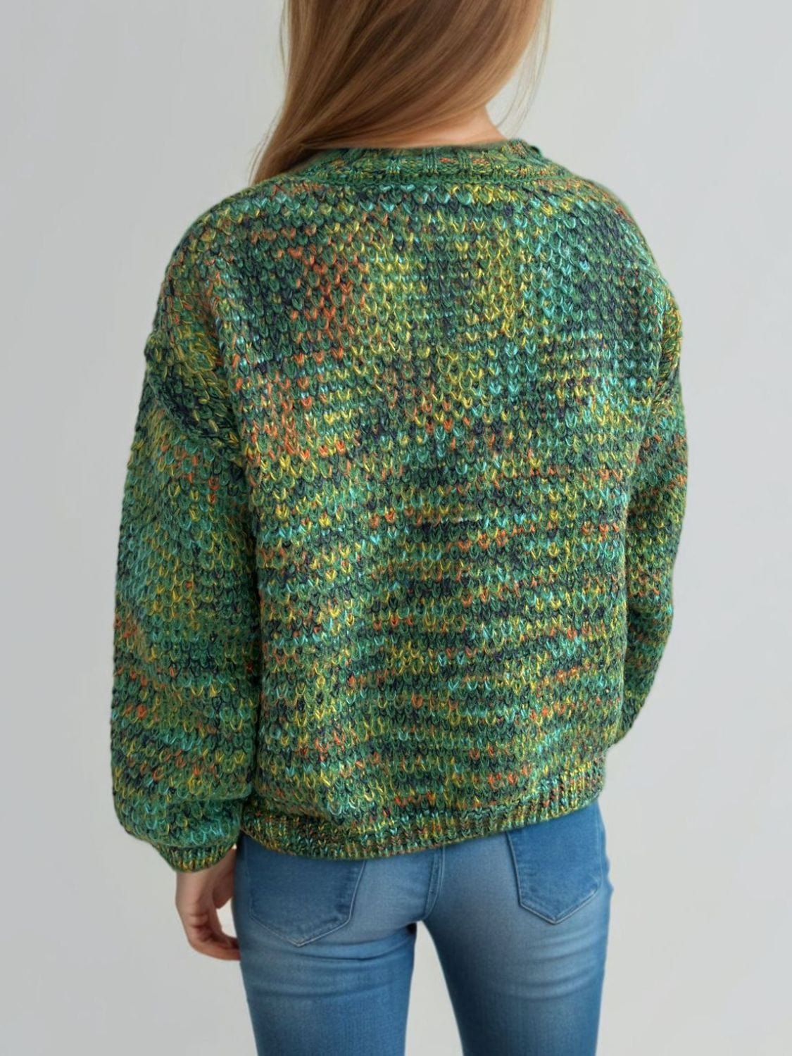 Heathered Turtleneck Dropped Shoulder Sweater