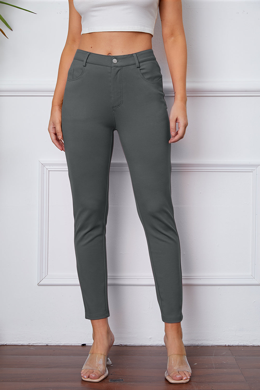 Light Gray StretchyStitch Pants by Basic Bae Sentient Beauty Fashions Apparel &amp; Accessories