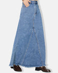 Raw Hem Maxi Denim Skirt