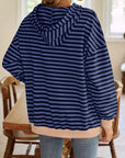 Lovelet Drawstring Striped Long Sleeve Hoodie