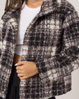 HYFVE Plaid Collared Neck Boucle Jacket with Pockets