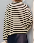 Perfee Striped Round Neck Long Sleeve Knit Top