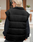 Zip Up Puffer Vest Coat with Pockets