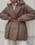 Puffer Long Sleeve Winter Coat with Belt